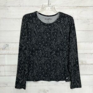 Hang Ten Wm's UV UPF Sun Protection Shirt • Sz L • Black Floral •NWT